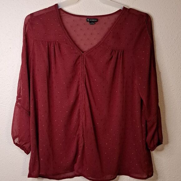 New Directions semi sheer blouse size large - Picture 1 of 5